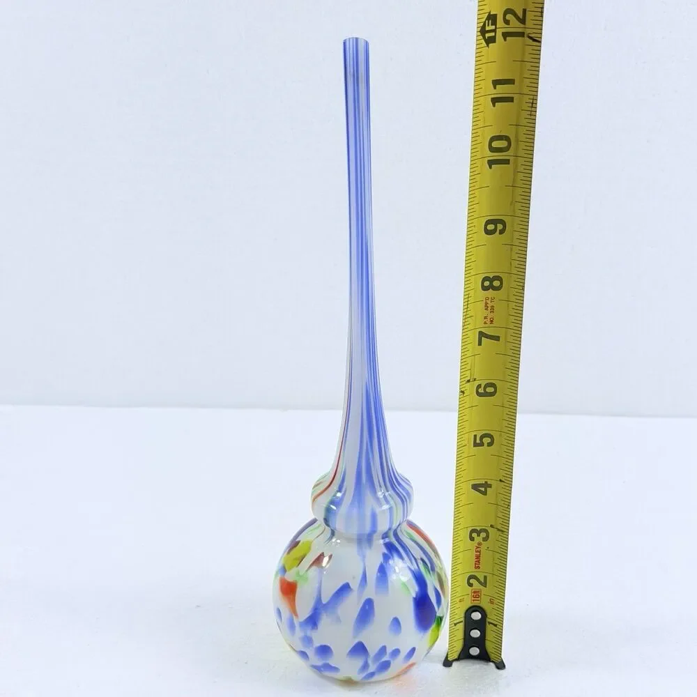 Vintage MURANO Spatter Glass Tall Solifleur Stem Vase Confetti Blown Glass MCM